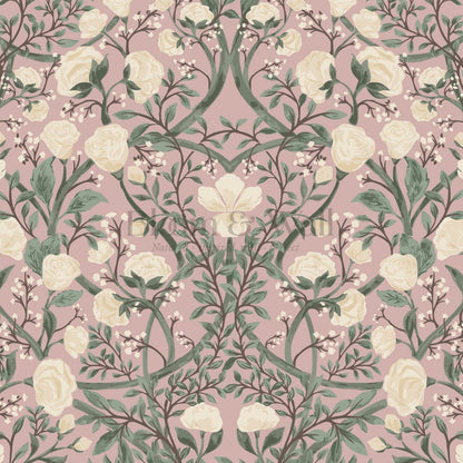 Galena Rose Vines Mauve Sage Wallpaper