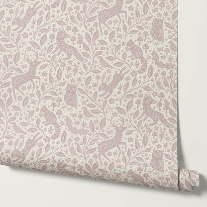 Garazi Forest Biome Mauve Ivory Wallpaper