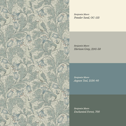 Gemma Hummingbirds Teal Wallpaper