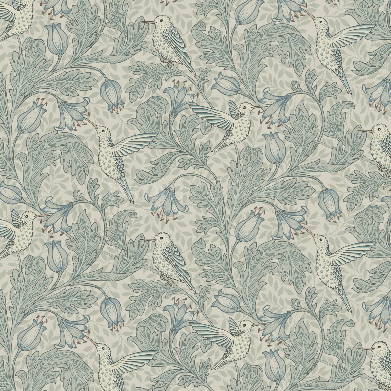 Gemma Hummingbirds Teal Wallpaper