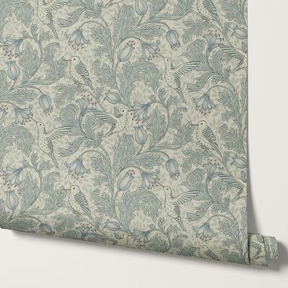 Gemma Hummingbirds Teal Wallpaper