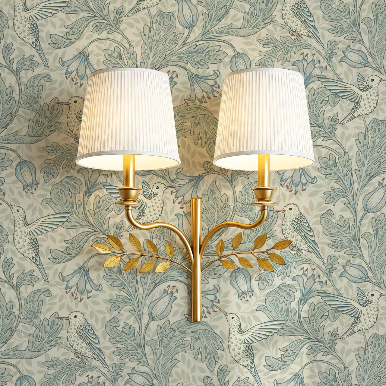 Gemma Hummingbirds Teal Wallpaper