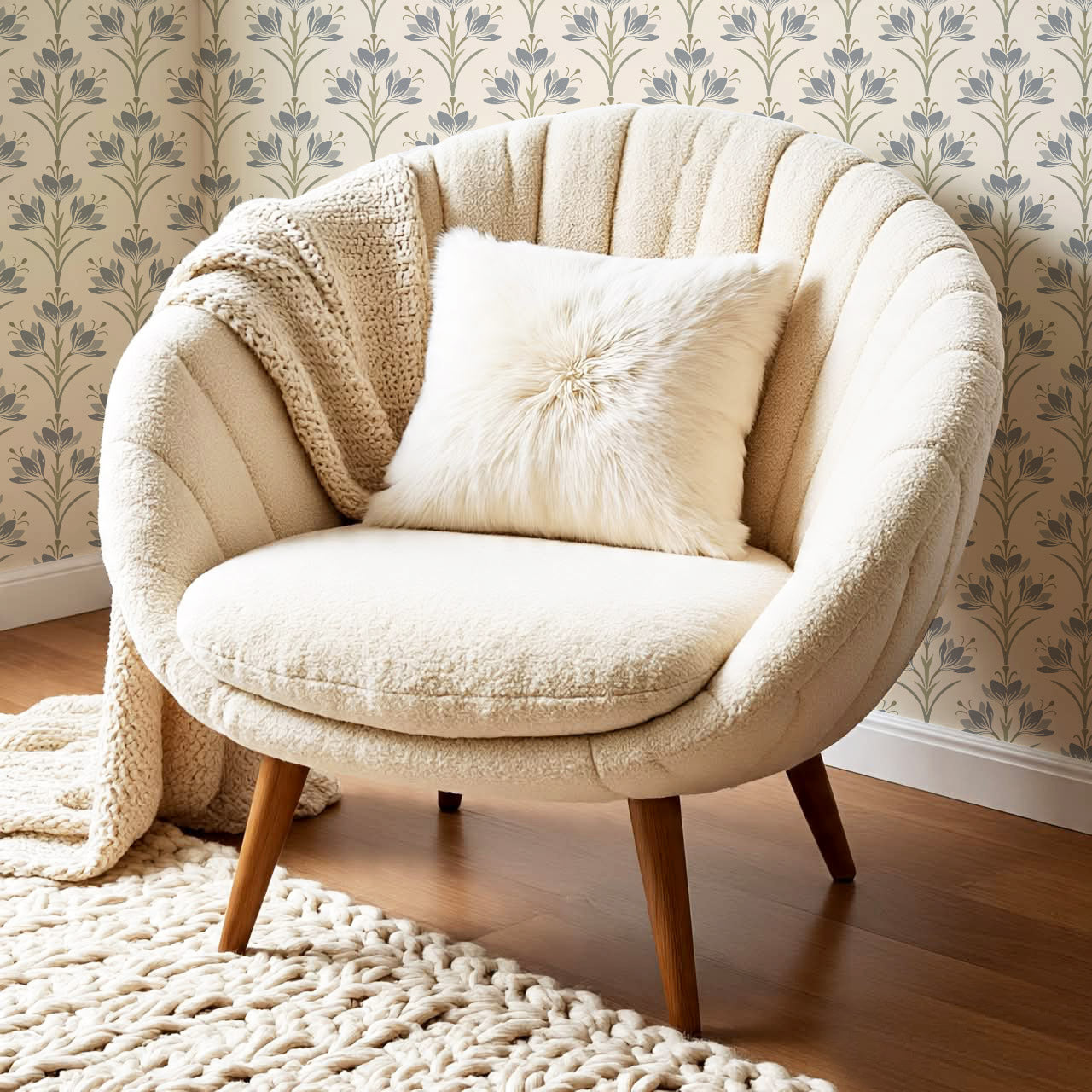 Genesis Crocus Butter Blue Wallpaper