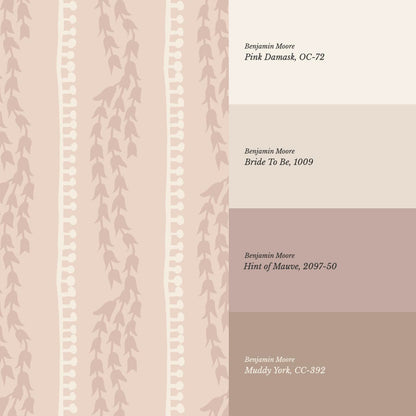 Genevieve Folk Vine Stripe Blush Wallpaper