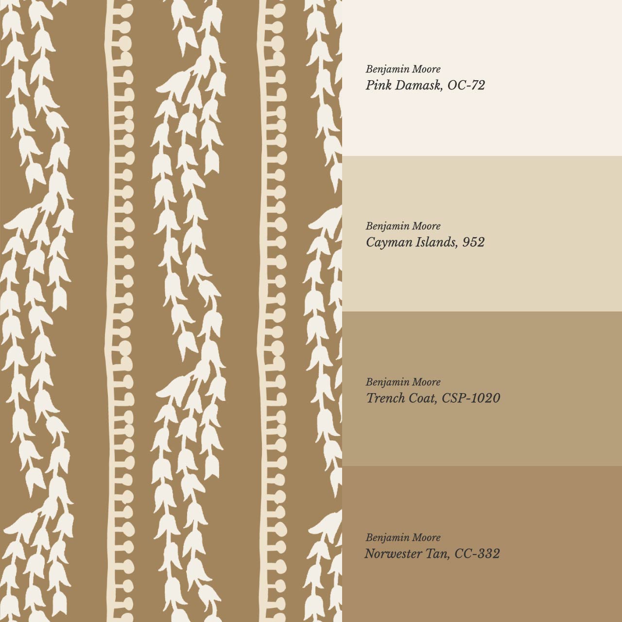 Genevieve Folk Vine Stripe Parchment Wallpaper