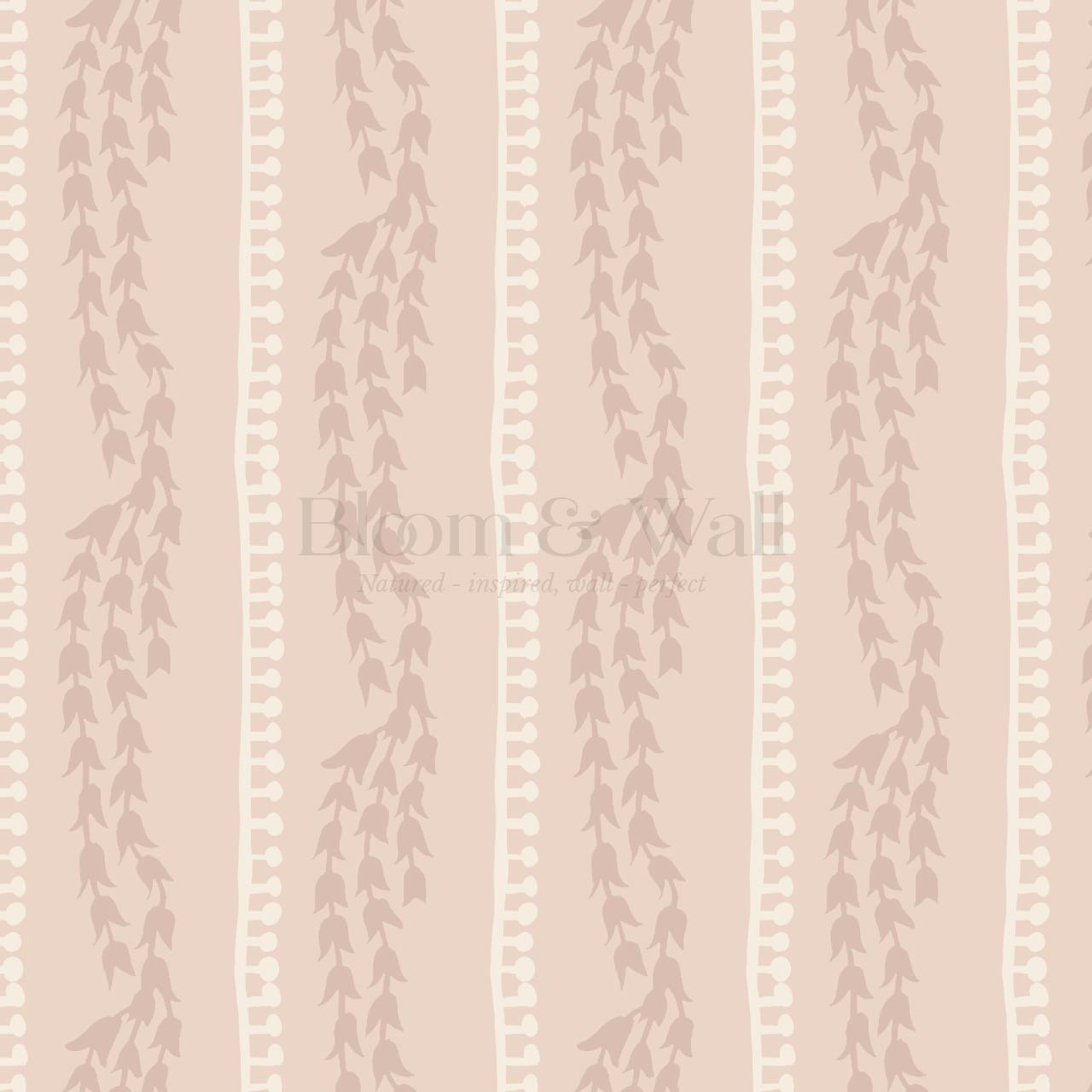Genevieve Folk Vine Stripe Blush Wallpaper