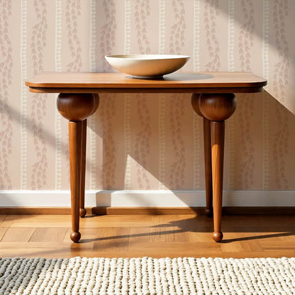 Genevieve Folk Vine Stripe Blush Wallpaper