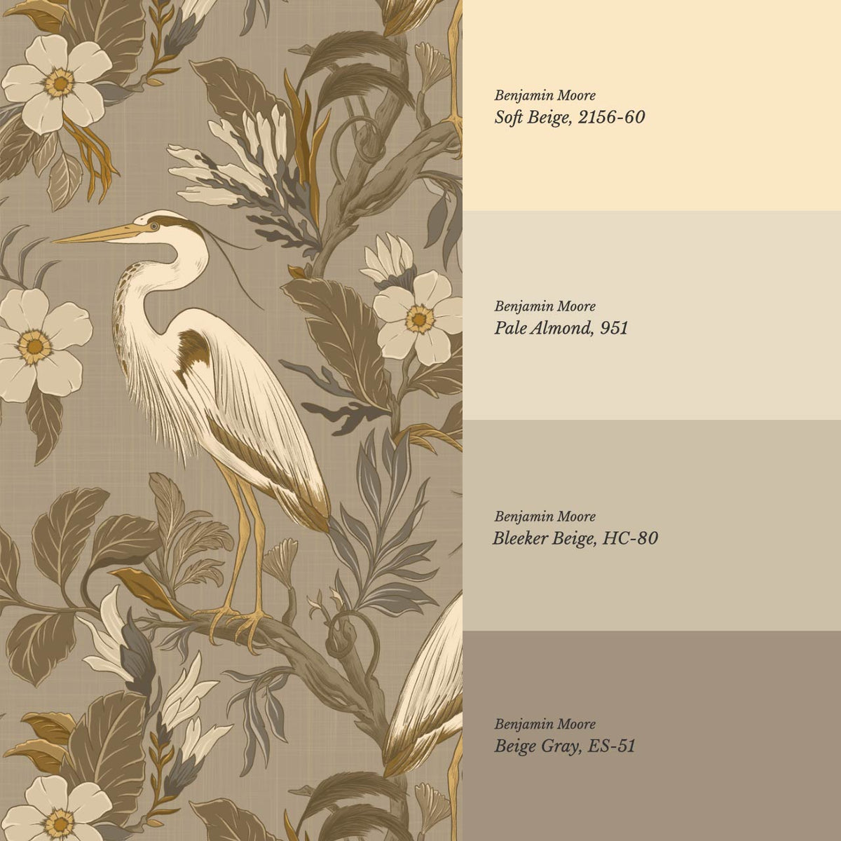 Genoveva Herons Autumn Brown Cream Wallpaper