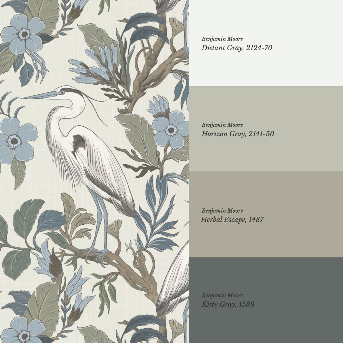 Genoveva Herons Bone Gray Sky Olive Wallpaper