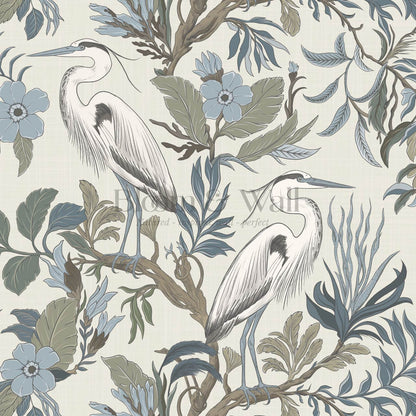 Genoveva Herons Bone Gray Sky Olive Wallpaper