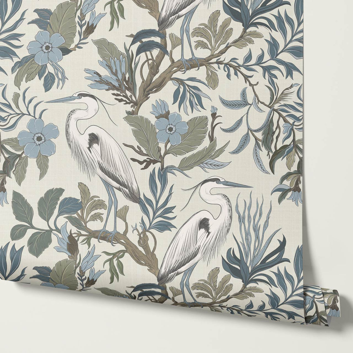 Genoveva Herons Bone Gray Sky Olive Wallpaper