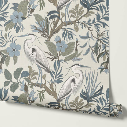 Genoveva Herons Bone Gray Sky Olive Wallpaper