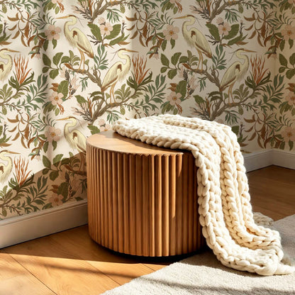 Genoveva Herons Ivory Pale Blush Olive Wallpaper