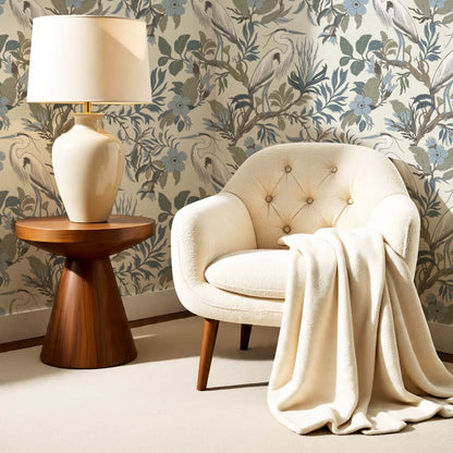 Genoveva Herons Bone Gray Sky Olive Wallpaper