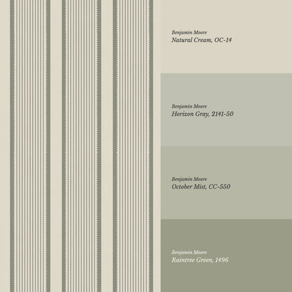 Georgia Harbor Scallop Stripes Sage Wallpaper
