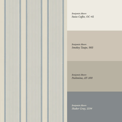 Georgia Harbor Scallop Stripes Vintage Blue Wallpaper