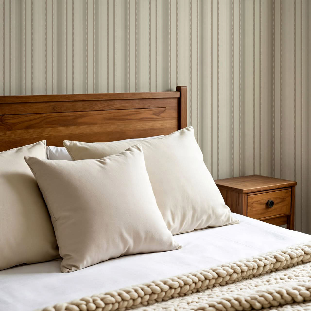 Georgia Harbor Scallop Stripes Taupe Wallpaper