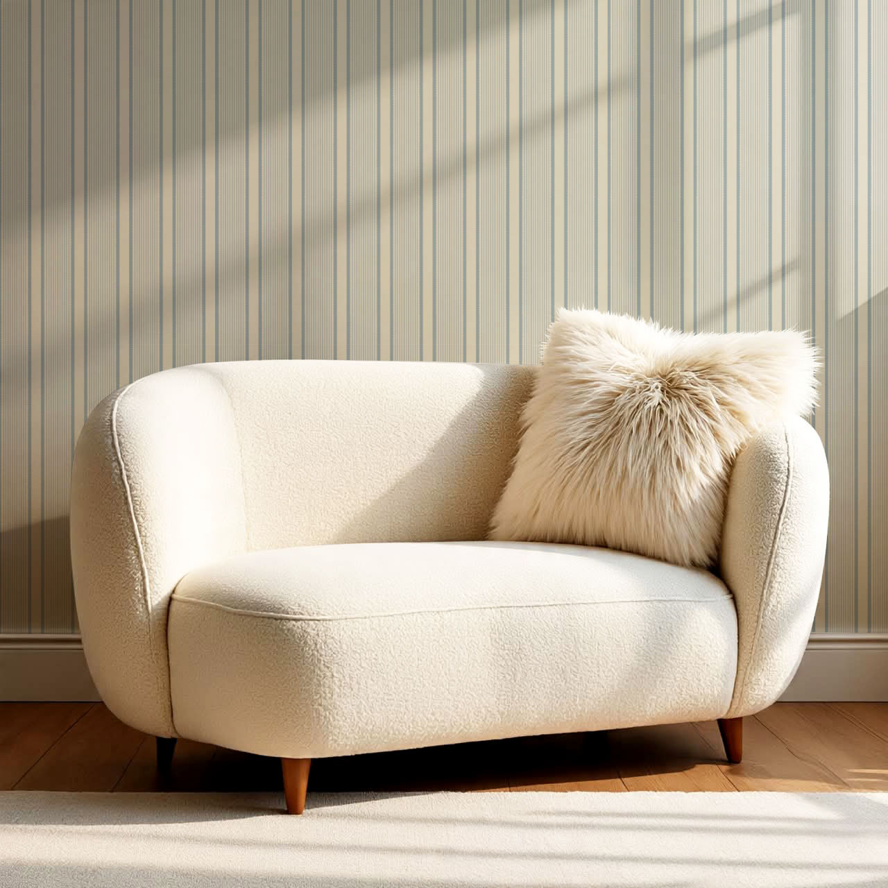 Georgia Harbor Scallop Stripes Vintage Blue Wallpaper