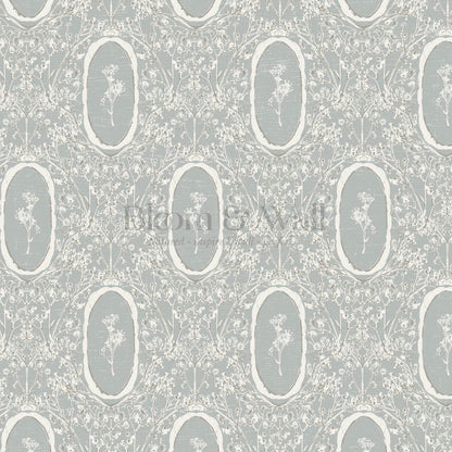 Gia Floral Medallions Dove Gray Wallpaper