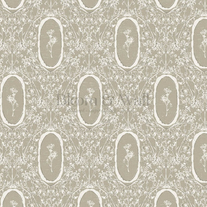 Gia Floral Medallions Olive Wallpaper