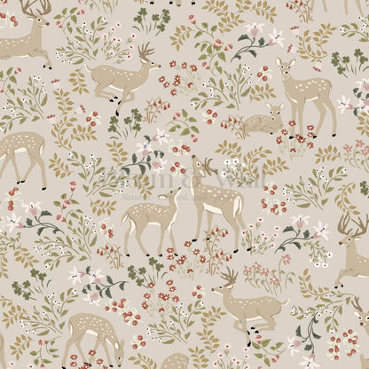 Gianna Meadow Deer Taupe Wallpaper