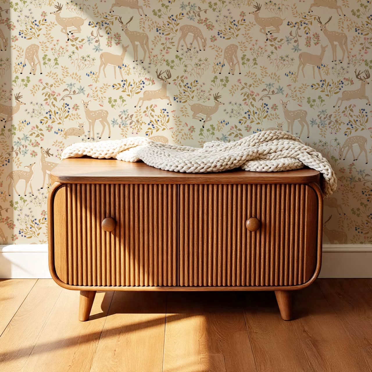 Gianna Meadow Deer Blush Wallpaper