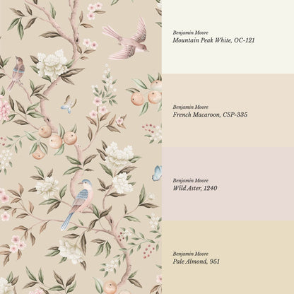 Ginevra Orchard Song Chinoiserie Beige Pastel Wallpaper