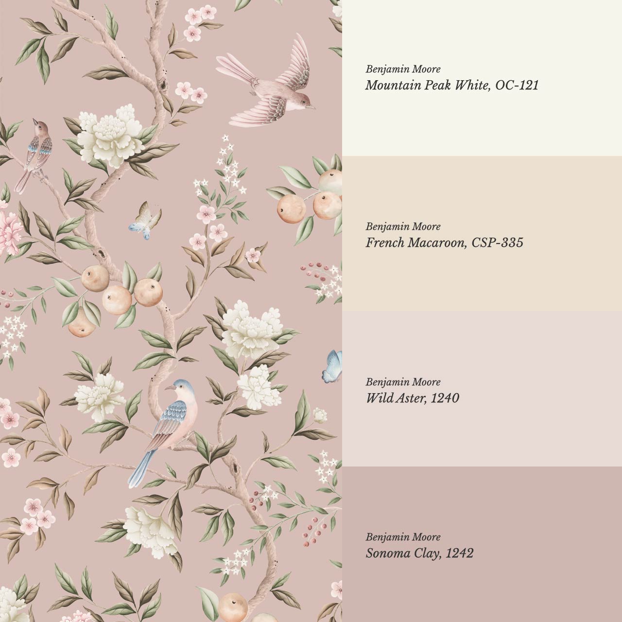 Ginevra Orchard Song Chinoiserie Berry Pastel Wallpaper