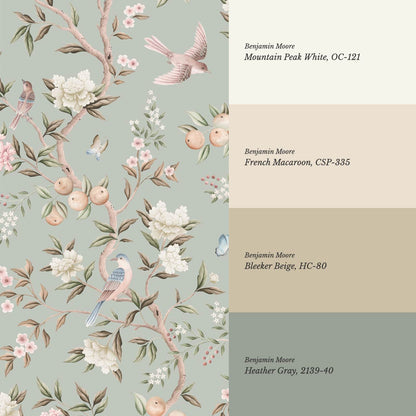 Ginevra Orchard Song Chinoiserie Sage Pastel Wallpaper