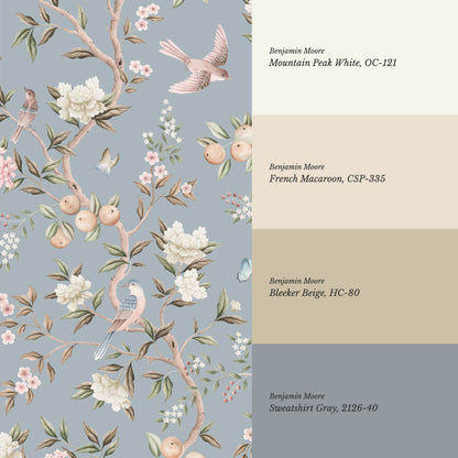 Ginevra Orchard Song Chinoiserie Sky Pastel Wallpaper
