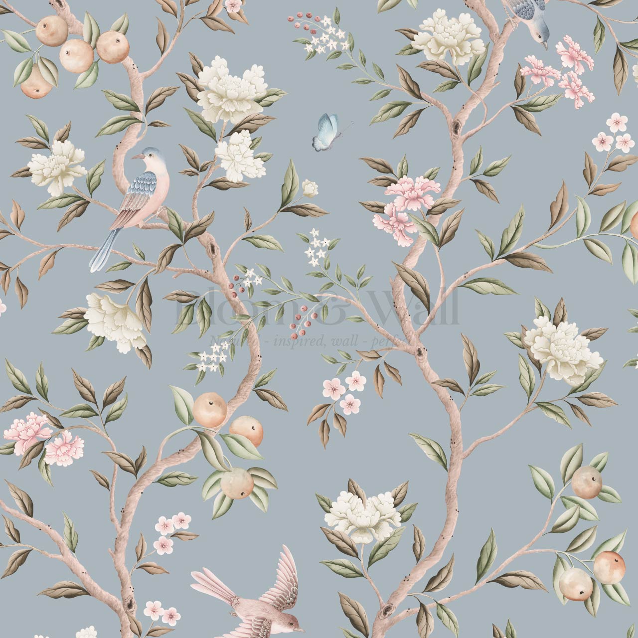 Ginevra Orchard Song Chinoiserie Sky Pastel Wallpaper