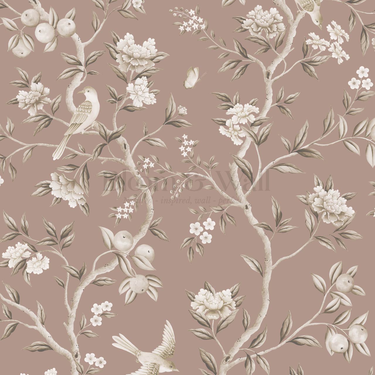 Ginevra Orchard Song Chinoiserie Clay Beige Wallpaper