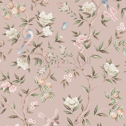 Ginevra Orchard Song Chinoiserie Berry Pastel Wallpaper