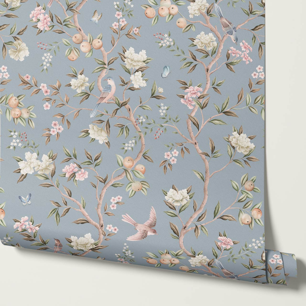 Ginevra Orchard Song Chinoiserie Sky Pastel Wallpaper