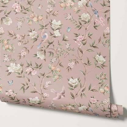 Ginevra Orchard Song Chinoiserie Berry Pastel Wallpaper