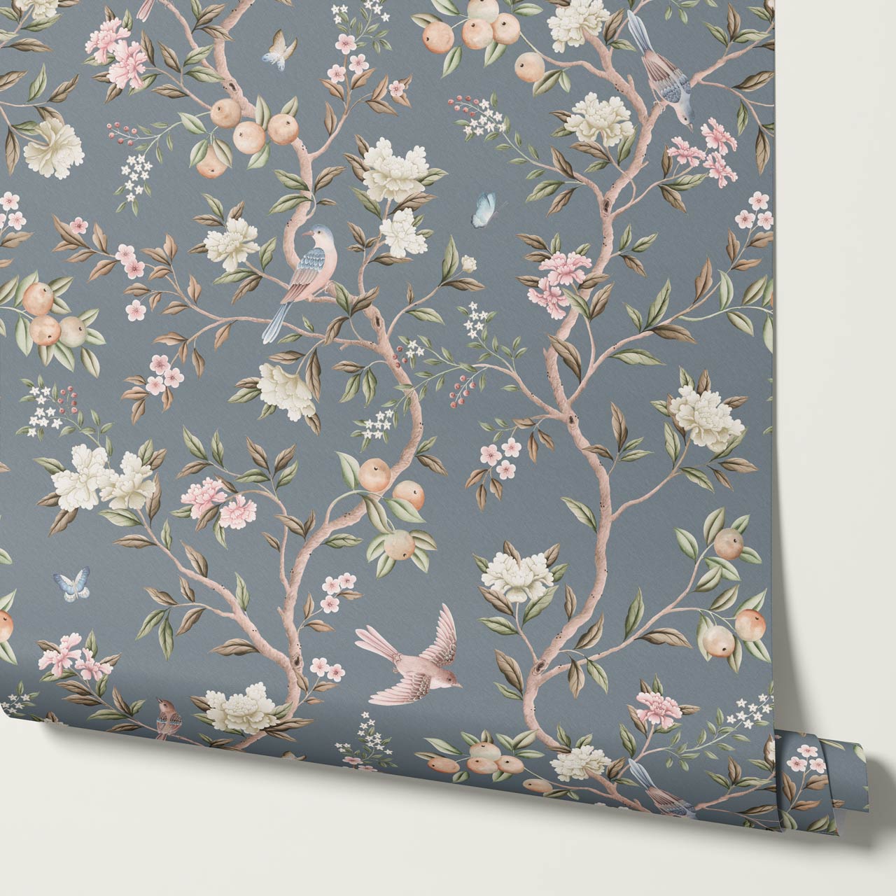 Ginevra Orchard Song Chinoiserie Smoke Pastel Wallpaper