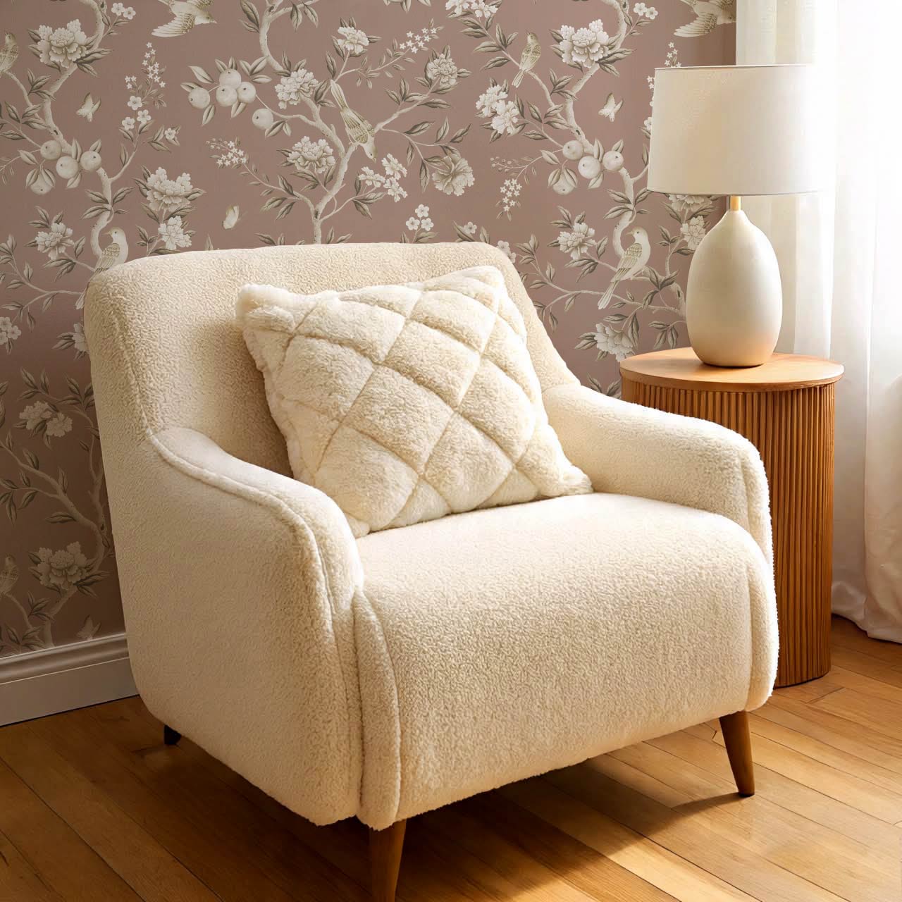 Ginevra Orchard Song Chinoiserie Clay Beige Wallpaper