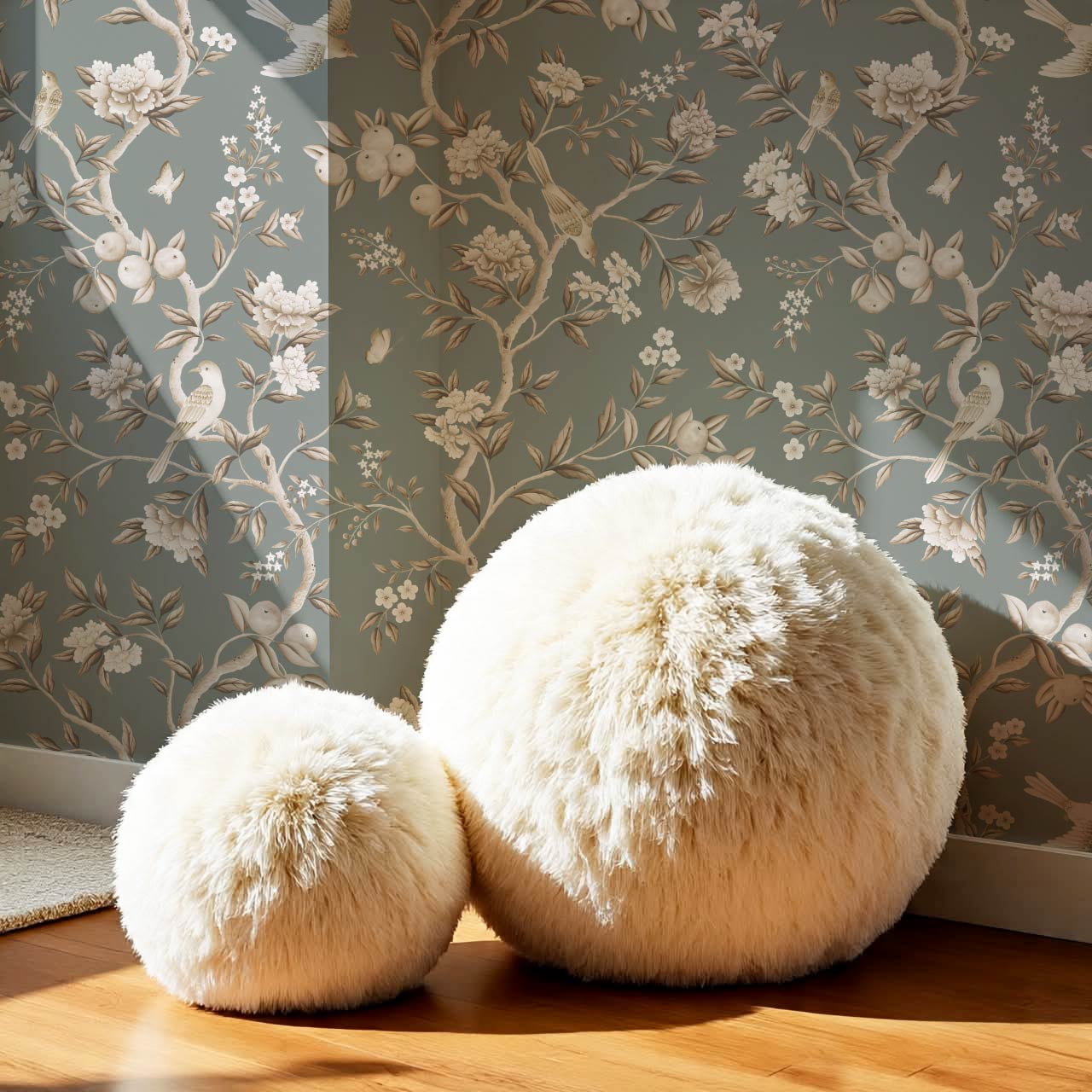 Ginevra Orchard Song Chinoiserie Sage Beige Wallpaper