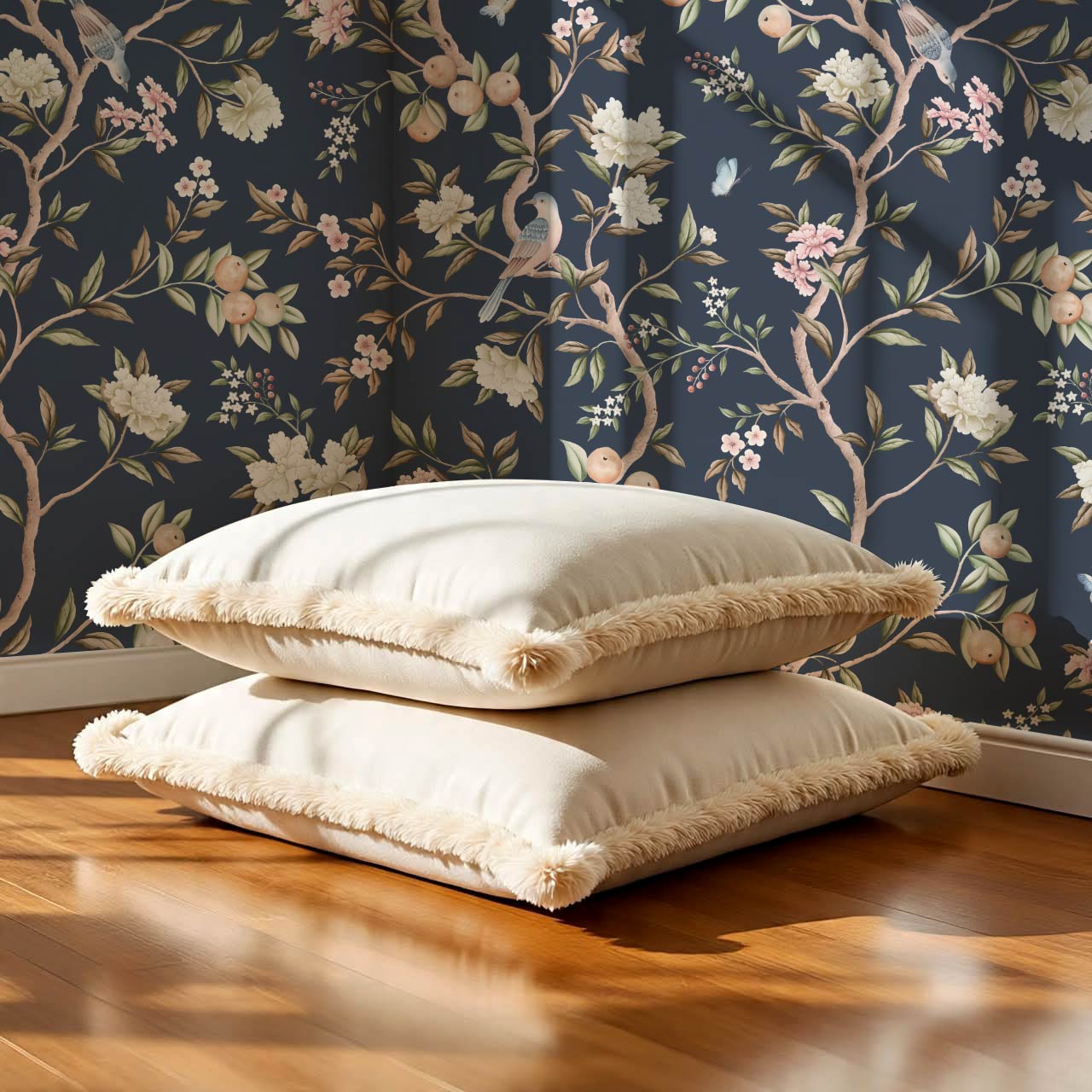Ginevra Orchard Song Chinoiserie Navy Pastel Wallpaper