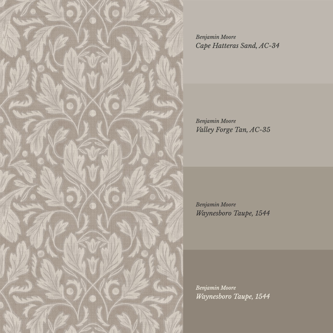 Gisele Baroque Leaves Birchwood Wallpaper