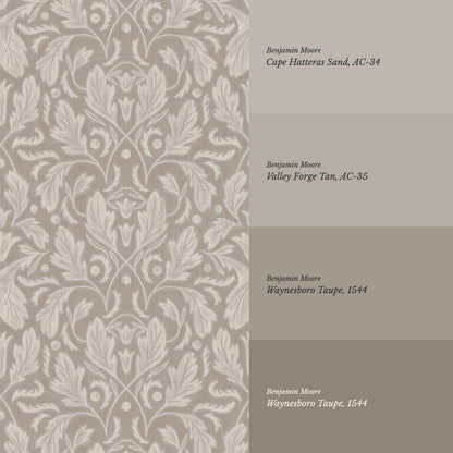 Gisele Baroque Leaves Birchwood Wallpaper