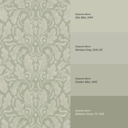 Gisele Baroque Leaves Sage Wallpaper