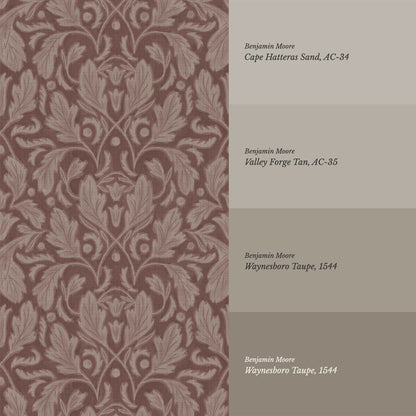Gisele Baroque Leaves Brown Mauve Wallpaper