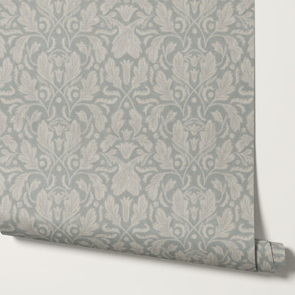 Gisele Baroque Leaves Dove Wallpaper