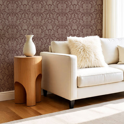 Gisele Baroque Leaves Brown Mauve Wallpaper