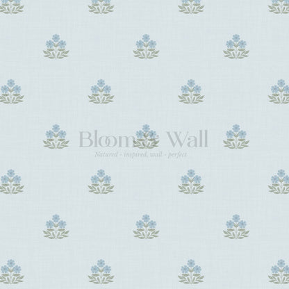 Giustina Floral Bloom French Blue Wallpaper