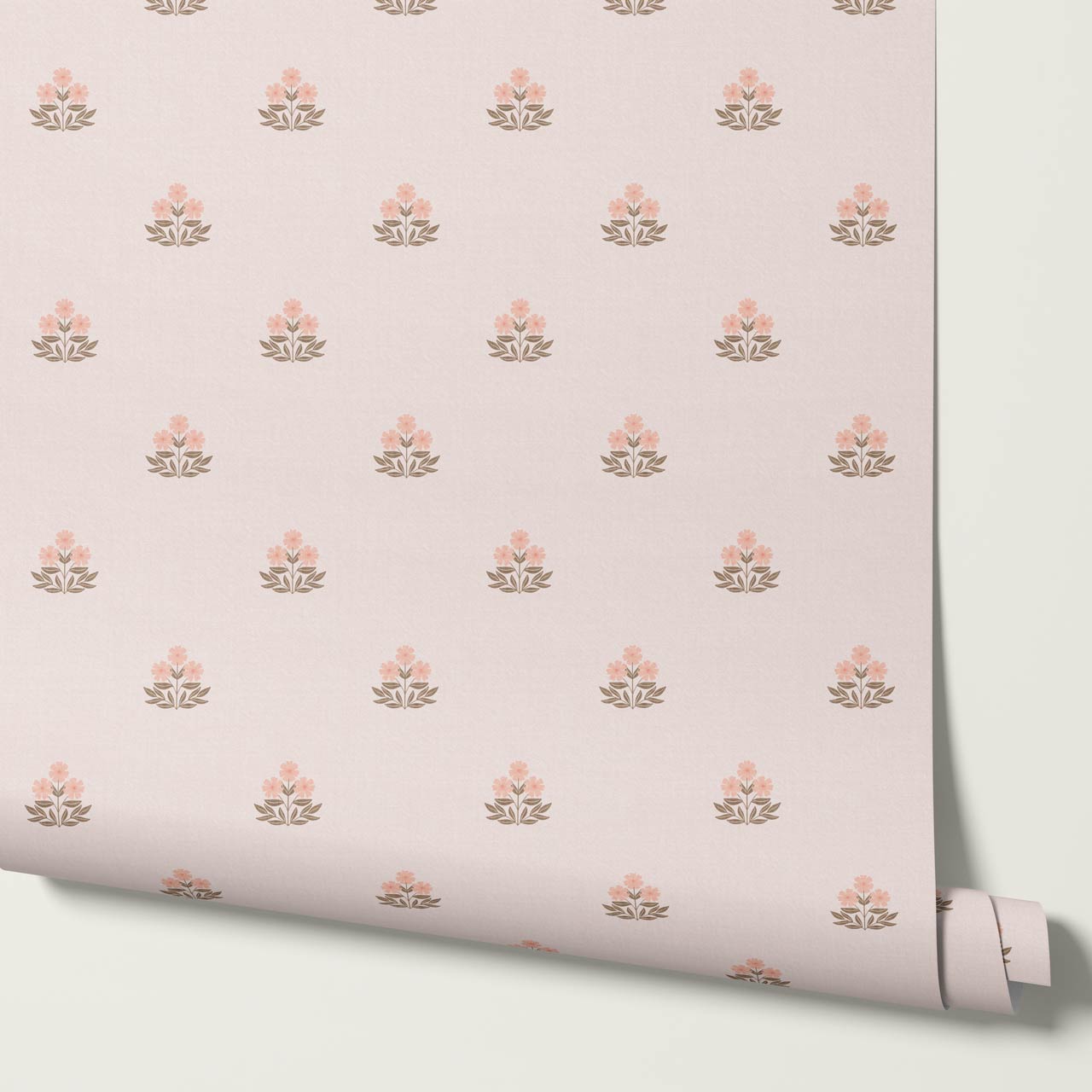 Giustina Floral Bloom Coral Blush Wallpaper