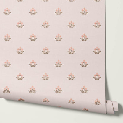 Giustina Floral Bloom Coral Blush Wallpaper