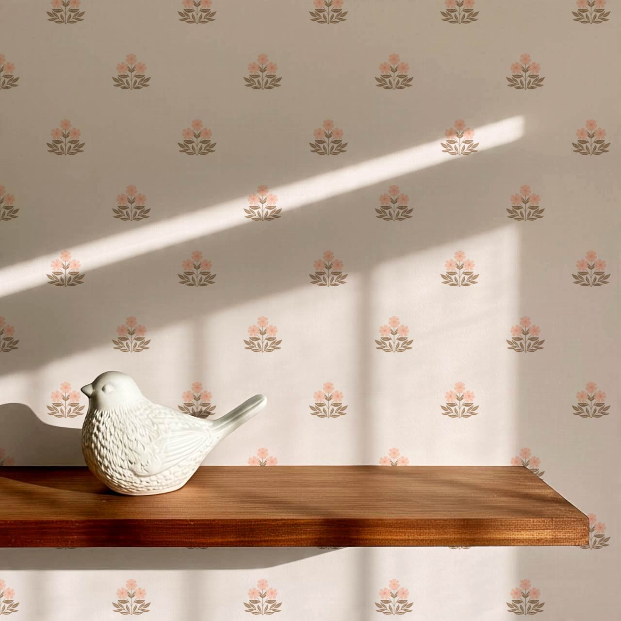 Giustina Floral Bloom Coral Blush Wallpaper
