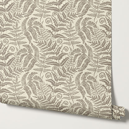Gloria Fern Pastel Brown Wallpaper
